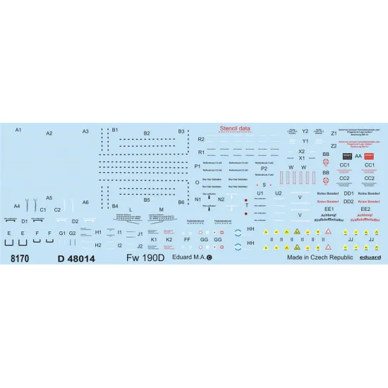 Eduard D48014 1/48 Fw 190D stencils Decal for Aircraft