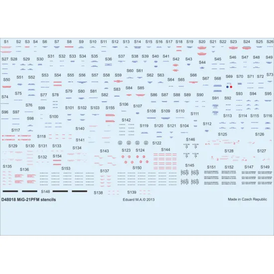 Eduard D48018 1/48 MiG-21PFM stencils Decal for Aircraft