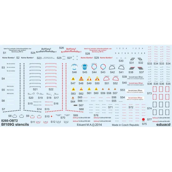 Eduard D48025 1/48 Bf 109G stencils Decal for Aircraft