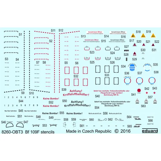 Eduard D48026 1/48 Bf 109F stencils Decal for Aircraft