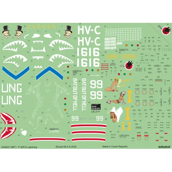 Eduard D48047 1/48 P-38F/G Decal for Aircraft