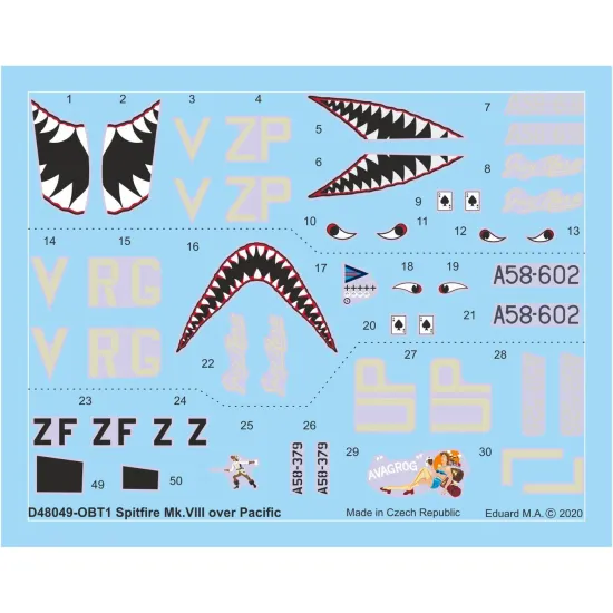 Eduard D48049 1/48 Spitfire Mk.VIII over Pacific Decal for Aircraft