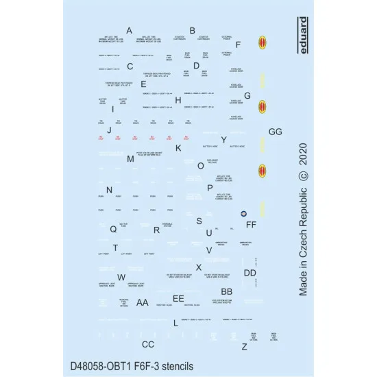 Eduard D48058 1/48 F6F-3 stencils Decal for Aircraft
