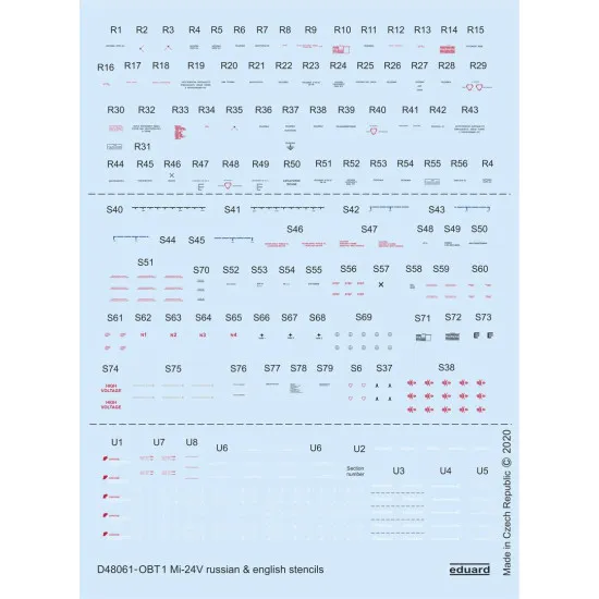 Eduard D48061 1/48 Mi-24V stencils Russian & English Decal for Aircraft
