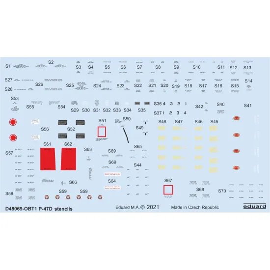Eduard D48069 1/48 P-47D stencils Decal for Aircraft