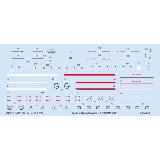 Eduard D48073 1/48 Do 17 stencils Decal for Aircraft