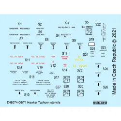 Eduard D48074 1/48 Hawker Typhoon stencils Decal for Aircraft