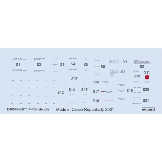 Eduard D48076 1/48 P-40N stencils Decal for Aircraft