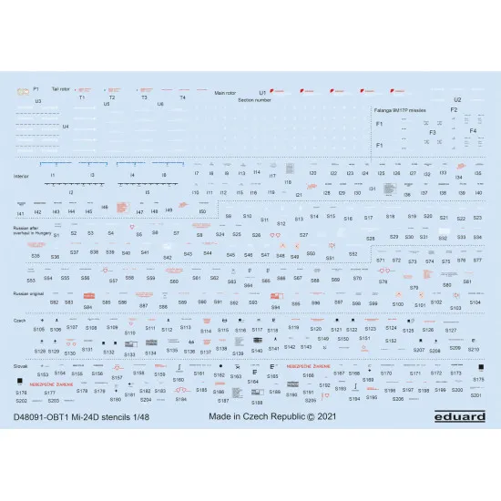 Eduard D48091 1/48 Mi-24D stencils Decal for Aircraft