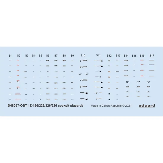 Eduard D48097 1/48 Z-126/226/326/526 cockpit placards Decal for Aircraft