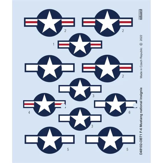 Eduard D48102 1/48 F-6 Mustang national insignia Decal for Aircraft