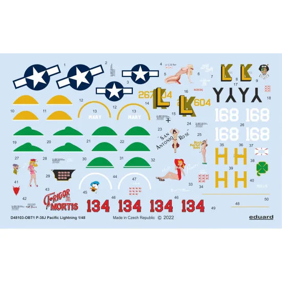 Eduard D48103 1/48 P-38J Pacific Lightning Decal for Aircraft