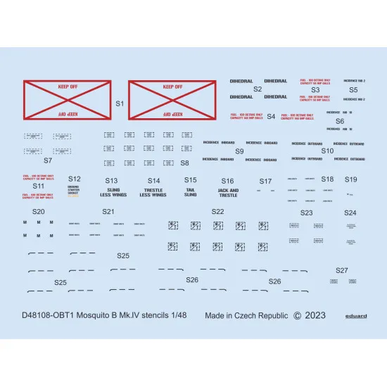 Eduard D48108 1/48 Mosquito B Mk.IV stencils Decal for Aircraft