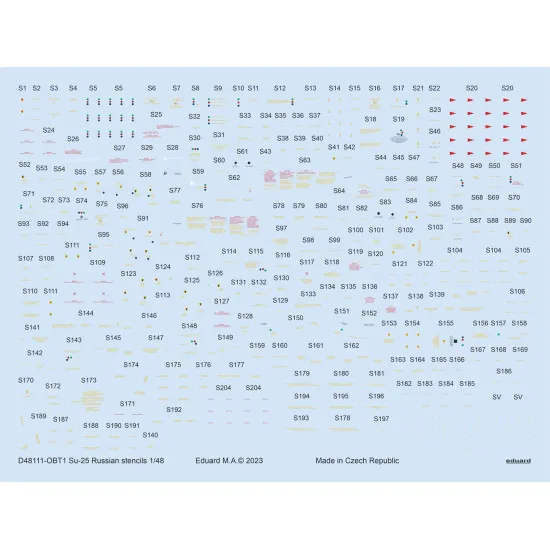 Eduard D48111 1/48 Su-25 Russian stencils Decal for Aircraft