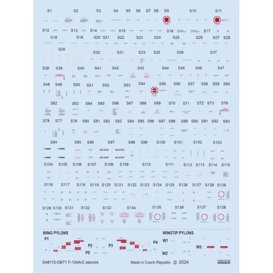 Eduard D48115 1/48 F-104A/C stencils Decal for Aircraft