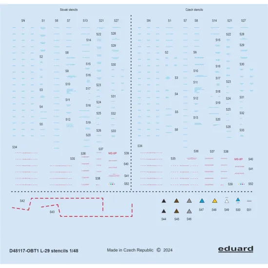 Eduard D48117 1/48 L-29 stencils Decal for Aircraft