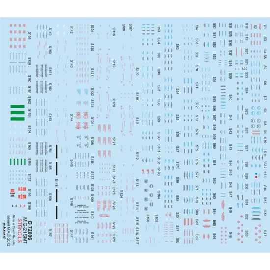 Eduard D72006 1/72 MiG-21SMT stencils Decal for Aircraft
