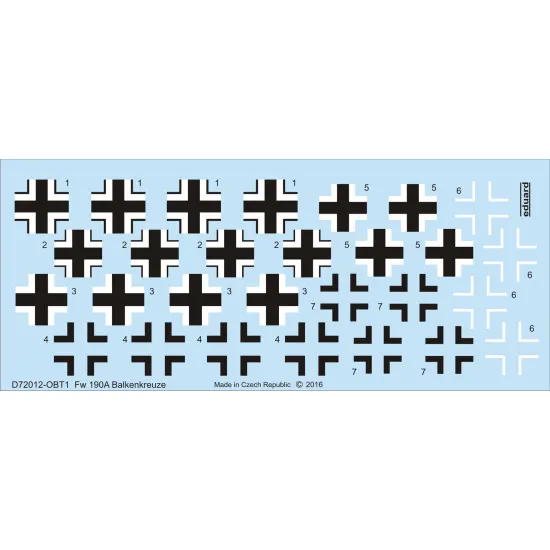 Eduard D72012 1/72 Fw 190A Balkenkreuze Decal for Aircraft