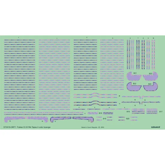 Eduard D72019 1/72 Fokker D.VII rib tapes 4color lozenge Decal for Aircraft