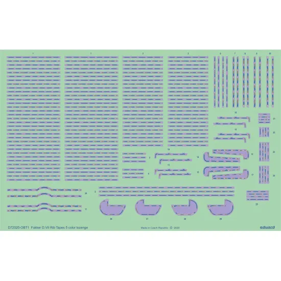 Eduard D72020 1/72 Fokker D.VII rib tapes 5color lozenge Decal for Aircraft