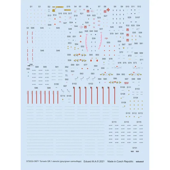 Eduard D72032 1/72 Tornado GR.1 stencils (gray/green camouflage) Decal for Aircraft