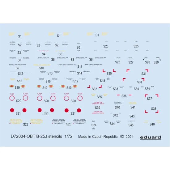 Eduard D72034 1/72 B-25J stencils Decal for Aircraft