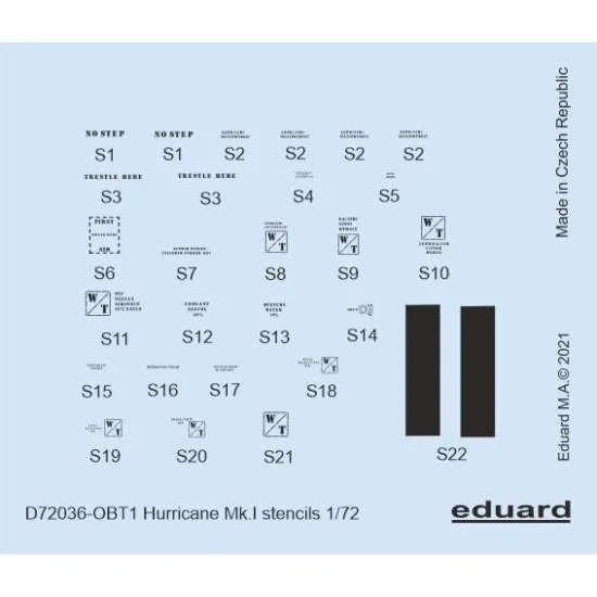 Eduard D72036 1/72 Hurricane Mk.I stencils Decal for Aircraft