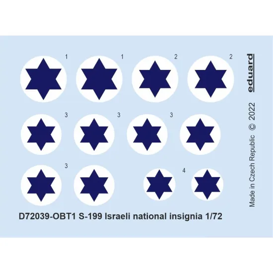 Eduard D72039 1/72 S-199 Israeli national insignia Decal for Aircraft