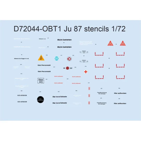 Eduard D72044 1/72 Ju 87 stencils Decal for Aircraft