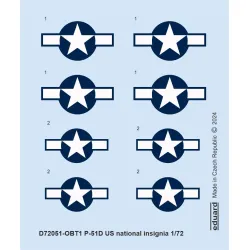 Eduard D72051 1/72 P-51D US national insignia Decal for Aircraft
