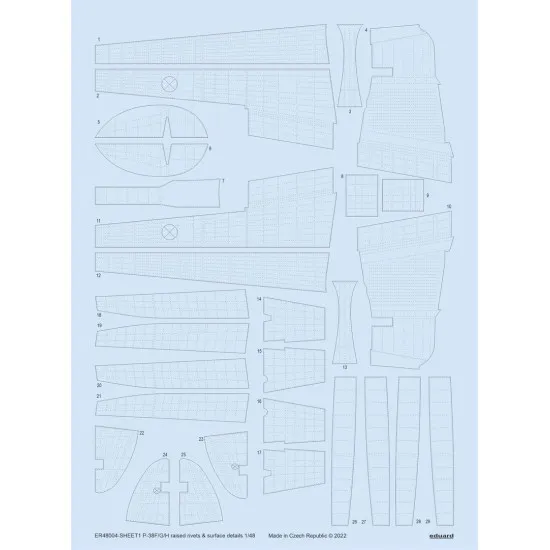 Eduard ER48004 1/48 P-38F/G/H raised rivets & surface details 3D Decal for Aircraft Eddie the riveter