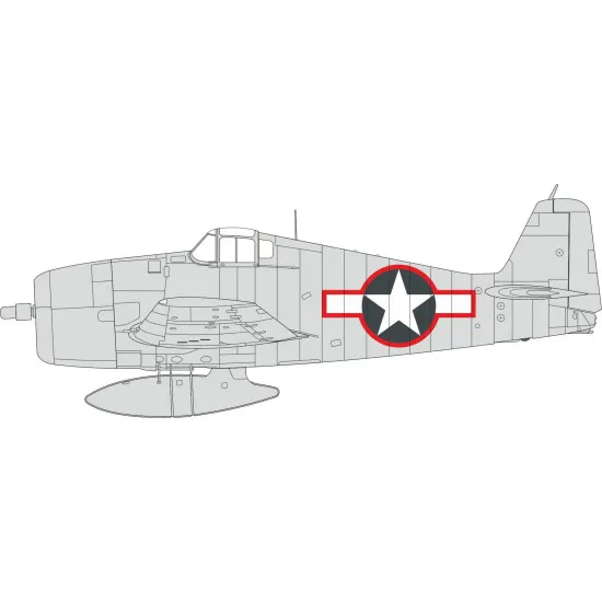Eduard EX1003 1/48 F6F-3 US national insignia w/ red outline Sticker for Aircraft