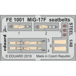 Eduard FE1001 1/48 MiG-17F seatbelts STEEL Photo-Etched for Aircraft Zoom set