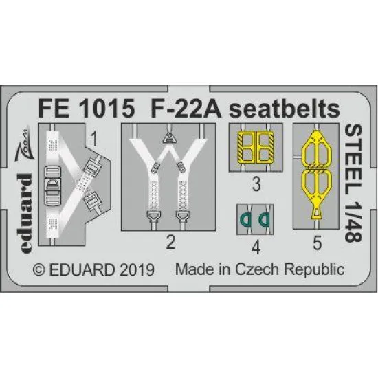 Eduard FE1015 1/48 F-22A seatbelts STEEL Photo-Etched for Aircraft Zoom set