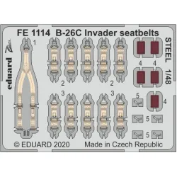 Eduard FE1114 1/48 B-26C Invader seatbelts STEEL Photo-Etched for Aircraft Zoom set