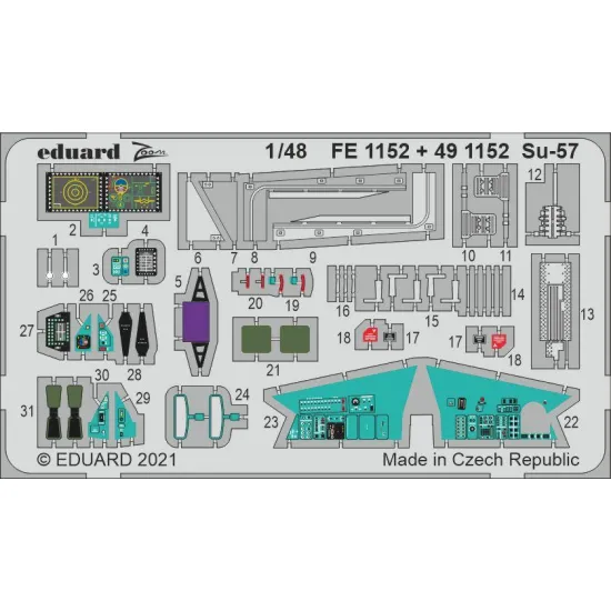 Eduard FE1152 1/48 Su-57 Photo-Etched for Aircraft Zoom set