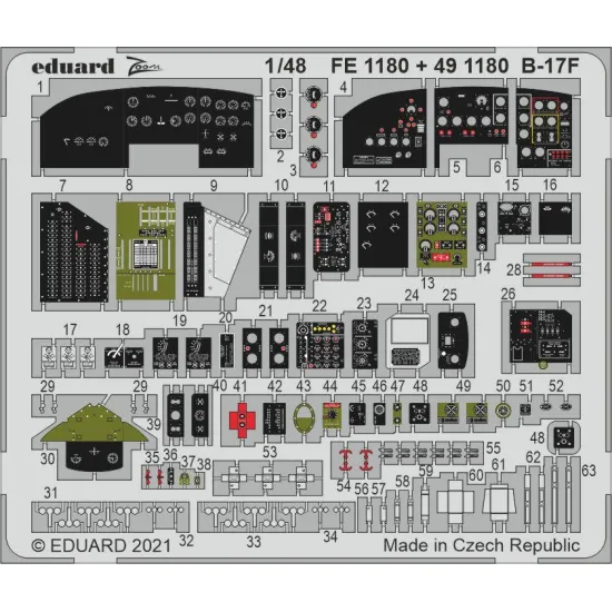 Eduard FE1180 1/48 B-17F Photo-Etched for Aircraft Zoom set