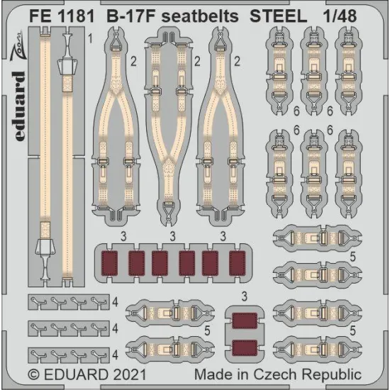 Eduard FE1181 1/48 B-17F seatbelts STEEL Photo-Etched for Aircraft Zoom set
