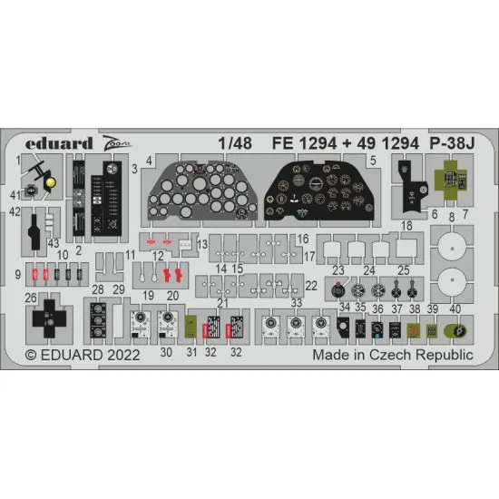 Eduard FE1294 1/48 P-38J Photo-Etched for Aircraft Zoom set
