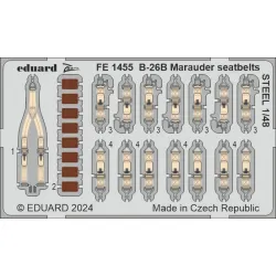 Eduard FE1455 1/48 B-26B Marauder seatbelts STEEL Photo-Etched for Aircraft Zoom set