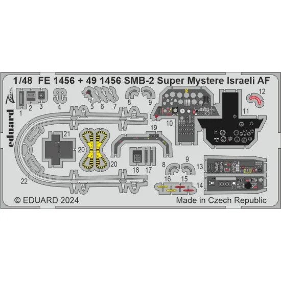 Eduard FE1456 1/48 SMB-2 Super Mystere Israeli AF Photo-Etched for Aircraft Zoom set
