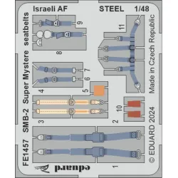 Eduard FE1457 1/48 SMB-2 Super Mystere seatbelts Israeli AF STEEL Photo-Etched for Aircraft Zoom set
