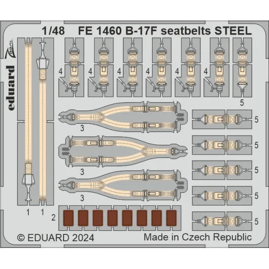 Eduard FE1460 1/48 B-17F seatbelts STEEL Photo-Etched for Aircraft