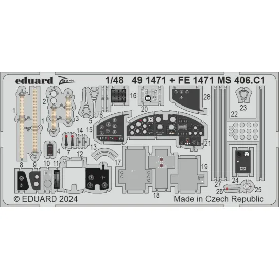 Eduard FE1471 1/48 MS 406.C1 Photo-Etched for Aircraft