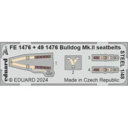 Eduard FE1476 1/48 Bulldog Mk.II seatbelts STEEL Photo-Etched for Aircraft