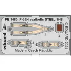 Eduard FE1485 1/48 P-39N seatbelts STEEL Photo-Etched for Aircraft Zoom set