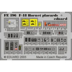 Eduard FE196 1/48 F-18 placards Photo-Etched for Aircraft Zoom set