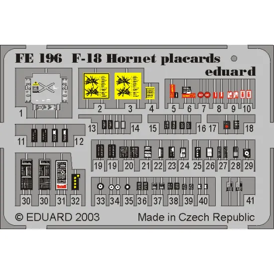 Eduard FE196 1/48 F-18 placards Photo-Etched for Aircraft Zoom set