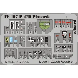 Eduard FE197 1/48 P-47D placards Photo-Etched for Aircraft Zoom set