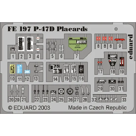 Eduard FE197 1/48 P-47D placards Photo-Etched for Aircraft Zoom set